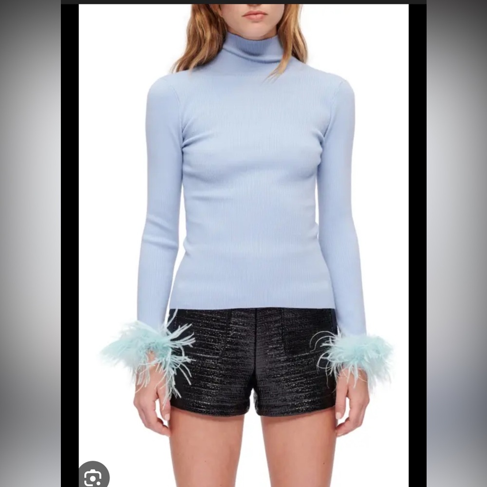 Maje Feather trim turtleneck